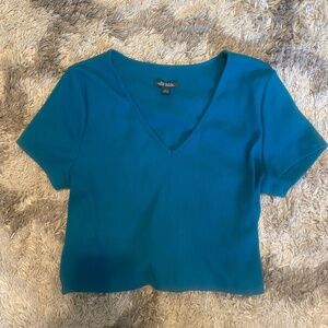 Target Wild Fable Teal Ribbed Crop Top With Tie